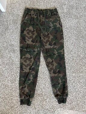 Blue Rain Camo Jogger Pants Women’s Small Green Drawstring